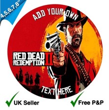 PERSONALISED RED DEAD REDEMPTION 2 EDIBLE CAKE TOPPER IMAGE, ADD YOUR OWN TEXT!