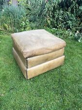 French Antique Style Vintage Maison Jansen tan leather settee Footstool