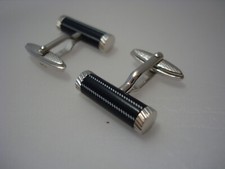 Dunhill Silver Navy Gemline Shirt Cufflinks Alfred Rod Blue cylindrical