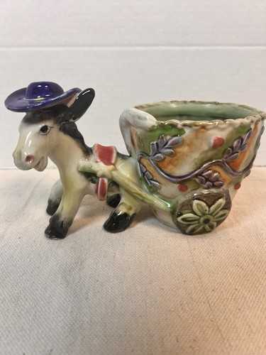 Majolica pottery donkey - 8",