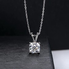 5ct Four Claw Pendant Necklace Lab-Created Engagement Diamond Test Pass Cushion