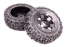 Excavator Truck Wheels Black Rims Rear Pair for RV, KM & HPI Baja 5T/5SC