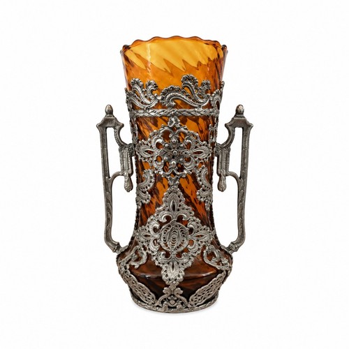 Vase amphora greek amber glass - amphora,