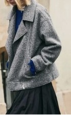 Zara Boucle Grey Biker Jacket