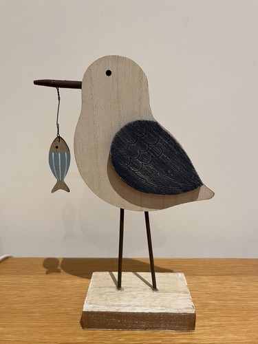 Wooden seagull with - seagull, wire