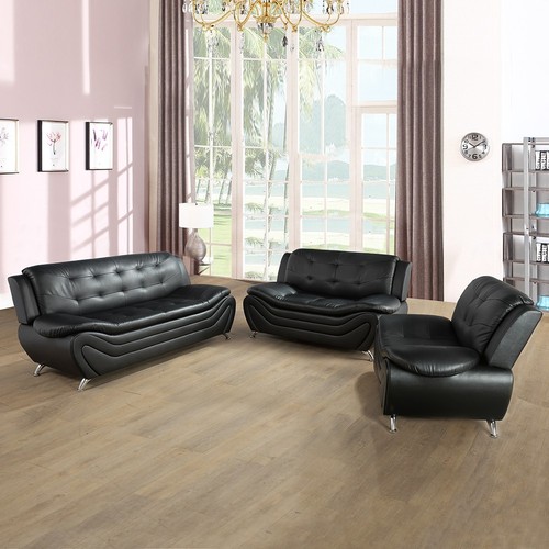 Black faux leather - black, 1~3-piece