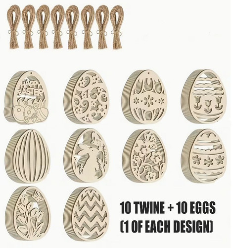 10x wooden easter egg decor - egg,
