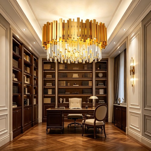 Gold modern crystal chandelier - gold,