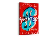 Vibrant Andy Warhol Dollar Sign Framed Canvas Art - Modern Pop Art Wall Decor