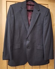 Asda George Men's Suit Jacket Grey Size 42S Pinstripe Formal Wedding