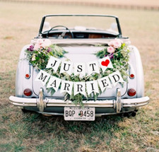 Just Married Wedding Bunting Decor - Mr & Mrs Car Banner Decorations