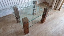 Oak and Glass Coffee Table With Etched Chess Board.  Entirely Handmade Bespoke