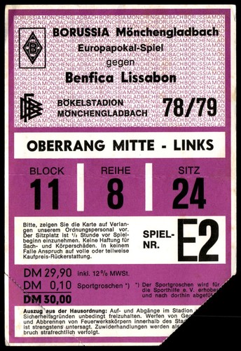 Ticket 1978 borussia - ticket, 1978/79
