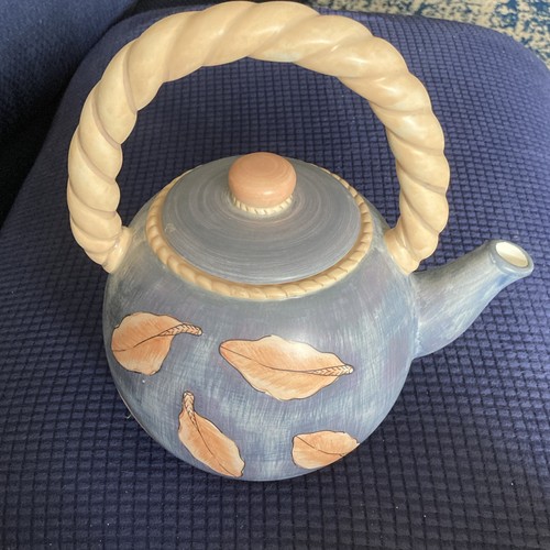 Blue ceramic teapot - ceramic,