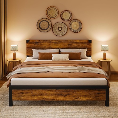 King bed frame wood headboard - bed,