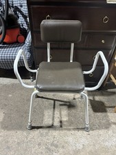 Height Adjustable Perching Stool Mobility Aid Brown with Arms and Back Support