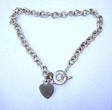 Chunky Tiffany & Co Sterling Silver Heart Tag Toggle Necklace, 16"