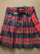 Men’s Red Scottish Tartan Kilt Brand New Pleats Still Stitched In Place