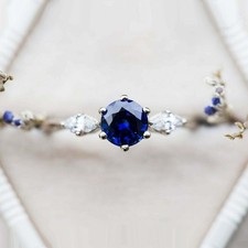 2 Ct Round Cut Blue Sapphire