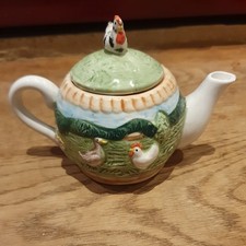 Vintage Leonardo Ceramic Miniature Majolica Novelty Teapot Farm Animals