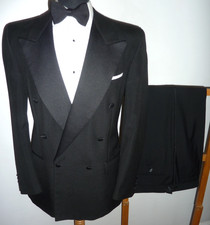 Mens SOVEREIGN Tuxedo Suit Jacket 40 R Black Dinner Evening M&S Trousers W34 L31
