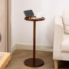 Wood Side Table with Phone
