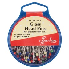 Sew Easy Glass Head Pins (Size)  44mm or 51mm