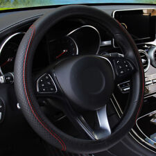 15" Black PU Leather Car Steering Wheel Cover Good Grip Interior Accessories