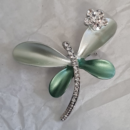 Silver tone dragonfly - dragonfly, brooch