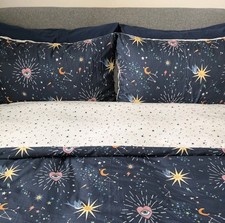 Primark Home King Size Double Sided Star Eye Heart Bluebird Duvet Cover Set 