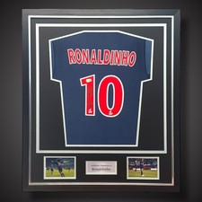 Ronaldinho Hand Signed And Deluxe Framed PSG Football Shirt £550