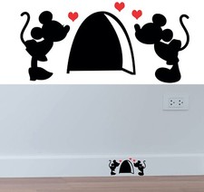 MICKY & MINNIE MOUSE HOLE Disney print Vinyl Sticker for Skirting Board Wall Art