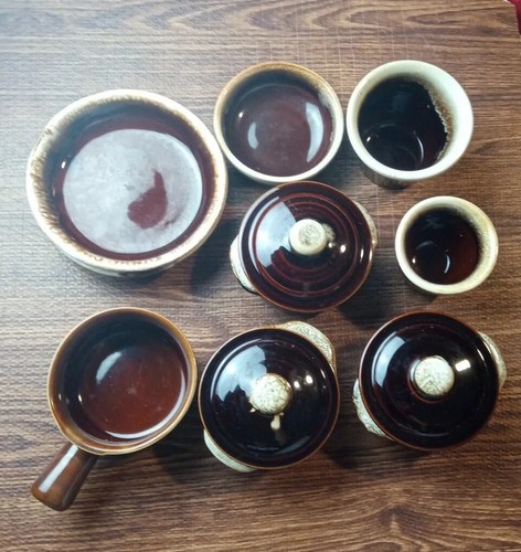 Brown drip glaze pottery - glaze,