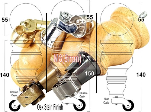 Solid wood furniture legs - 4x,