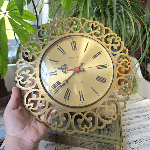 Vintage wall clock brass - vintage,