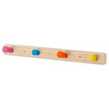 IKEA FLISAT Wood Knob Coat/Bag Rack with 4 Colorful Knobs - 702.735.96 - New