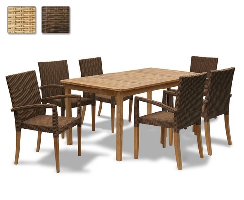 Teak rattan outdoor dining - rattan,