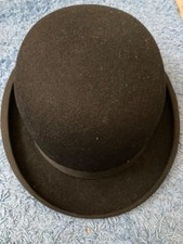 Perfect condition black 100% fur felt bowler hat size 71/2 RRP £495 H Johnson