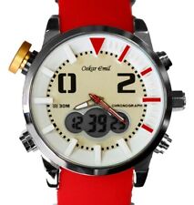 Oskar Emil LANCER Men's Quality Sports Chronograph Stainless Steel Watch RED