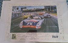 Signed TVR Print.  The Thundering TVR Tuscans at Silverstone.