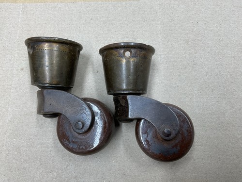Antique brass cup castors - antique,