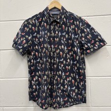 M&S Bird Print Shirt Navy Blue