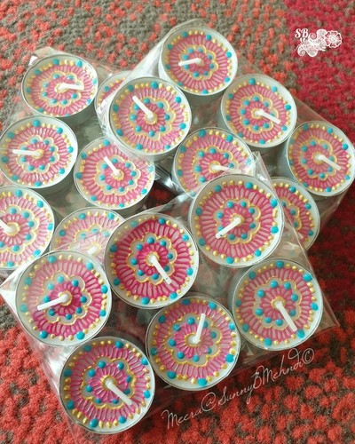Henna candles decorated - henna,