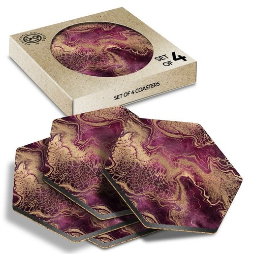 Hexagon coasters pink - x,
