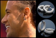 Men’s/Boy’s: Neymar 18 Carat White Gold Plated, Cubic Zirconia Hoop Earrings