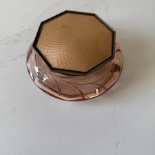 Art Deco Pink Engraved Glass Powder Pot with Metal Guilloche Lid C1930