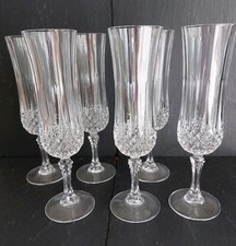 Vintage Cristal D’Arques 24% Lead Crystal Champagne Stem Glasses x 6, 14.5cl