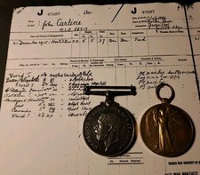 WW1 Pair, War & Victory Medals, Ordinary Seaman Carline, Royal Navy, Bolton Man