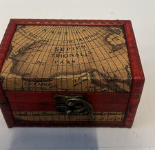 Vintage Metal Lock Wooden Storage Box Jewelry Treasure Organizer Chest Case