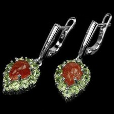 Silver Earrings Sunstone